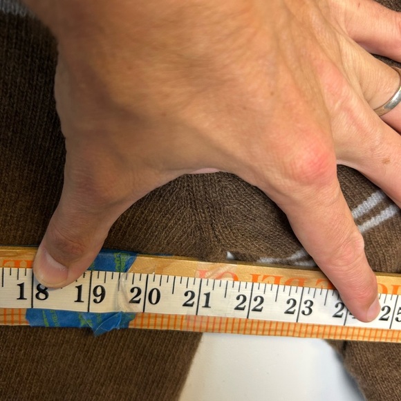 Daniel Cremieux L Brown White V-Neck Sweater 100% Lambs Wool Striped Academia - Picture 4 of 8